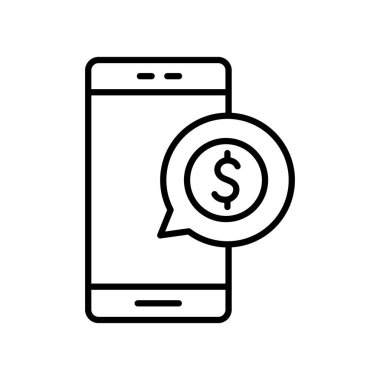 Dolar baloncuğu çizgisi biçim vektör tasarımlı izole akıllı telefon