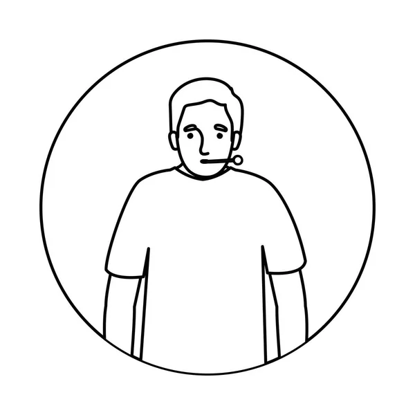 Avatar hombre con fiebre y termómetro diseño vectorial — Vector de stock