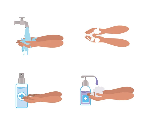 Ізольовані миття рук і мильний дозатор набір іконок Векторний дизайн — стоковий вектор