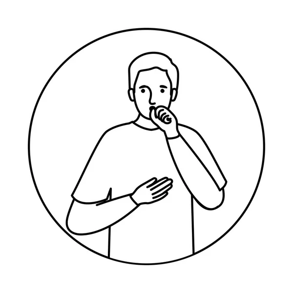 Avatar hombre con diseño de vectores de tos seca — Vector de stock
