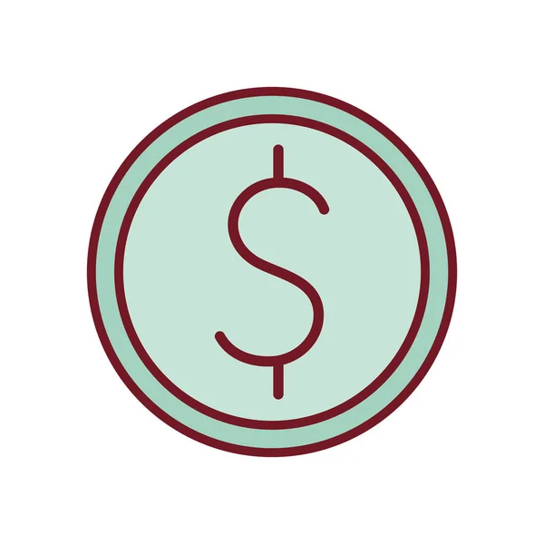 Línea de moneda de dinero aislado y diseño de vectores icono de estilo de relleno — Vector de stock
