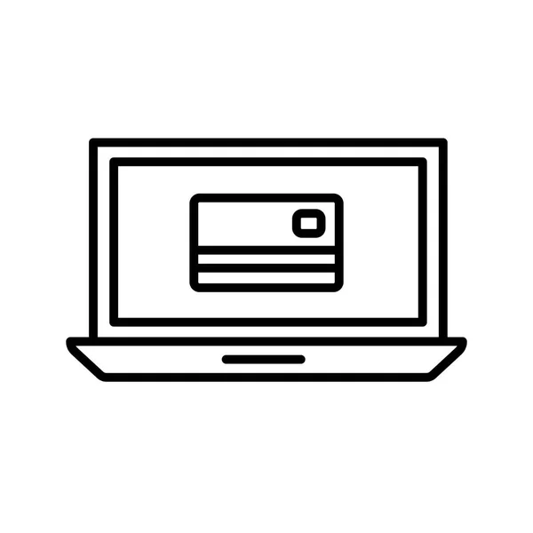 Izolované peníze kreditní karta uvnitř notebooku styl ikony vektor design — Stockový vektor