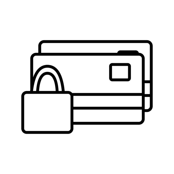 Isolated money credit cards and padlock line style icon vector design — Stock Vector