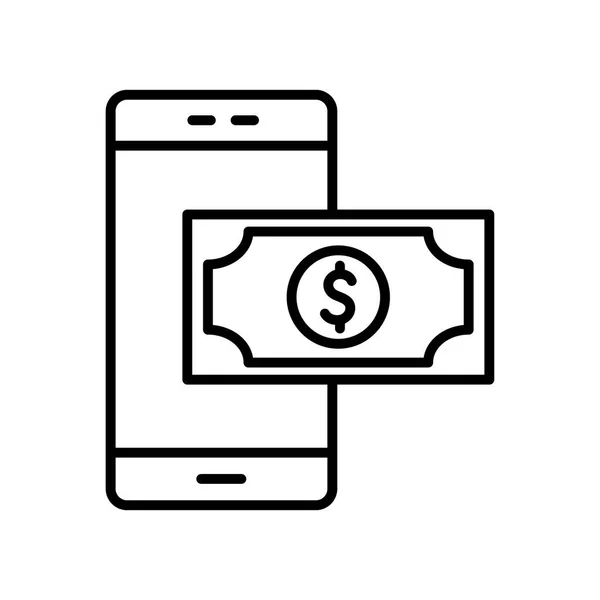 Ізольовані грошові рахунки та значок стилю лінії смартфона Векторний дизайн — стоковий вектор