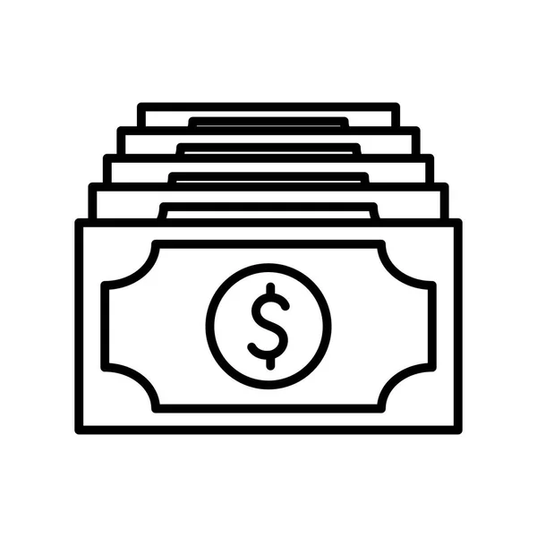 Isolerade pengar räkningar linje stil ikon vektor design — Stock vektor