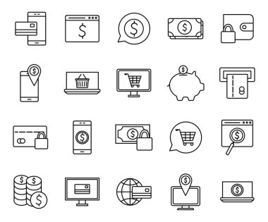 Ödemeler çevrimiçi satır biçimi vektör tasarımı