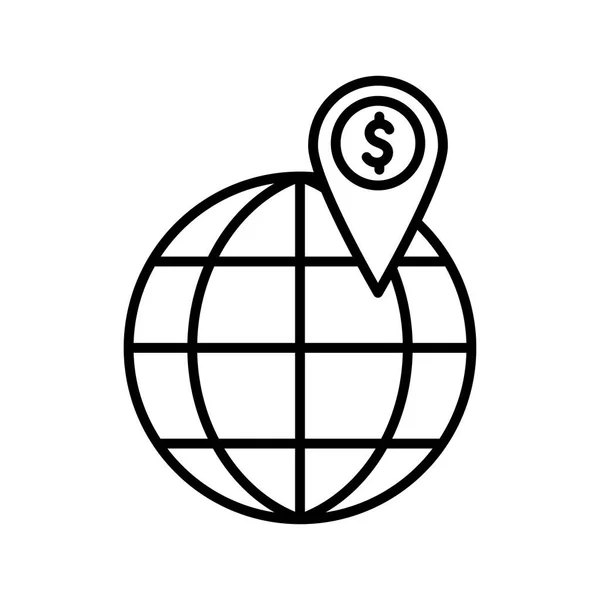 Ізольована глобальна сфера з піктограмою стилю лінії долара Векторний дизайн — стоковий вектор