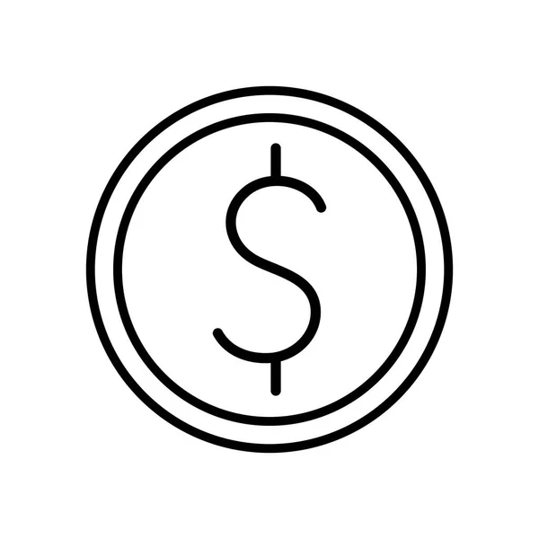 Design de vetor de ícone de estilo de linha de moeda dinheiro isolado — Vetor de Stock