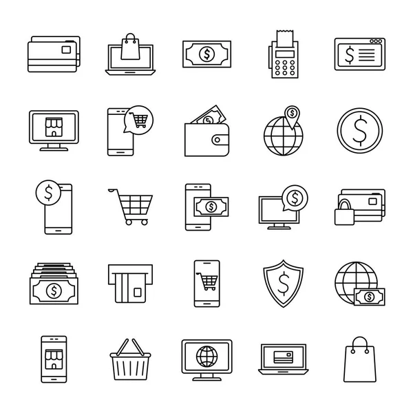 Payments online line style icon set vector design — Stock Vector