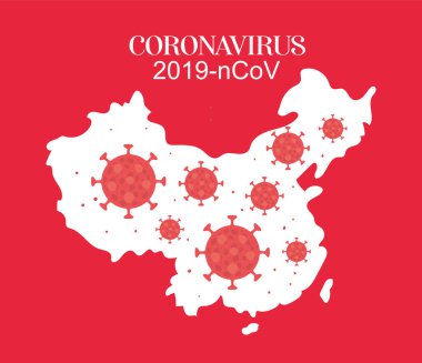 Çin haritası 2019 ncov virüs vektör tasarımı