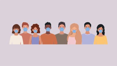 Avatar erkek ve kadın maskeli vektör tasarımı
