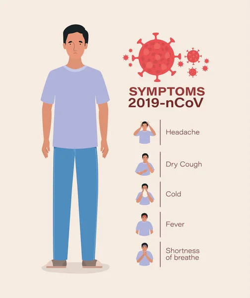 stock vector Avatar man with 2019 ncov virus symptoms vector design