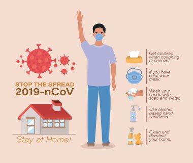 Avatar Adam 2019 ncov virüs vektör tasarımının yayılmasını durdurdu