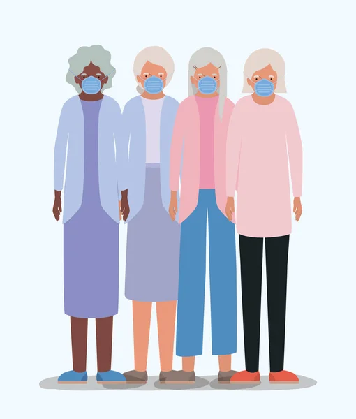 Maske vektör tasarımlı yaşlı kadınlar — Stok Vektör