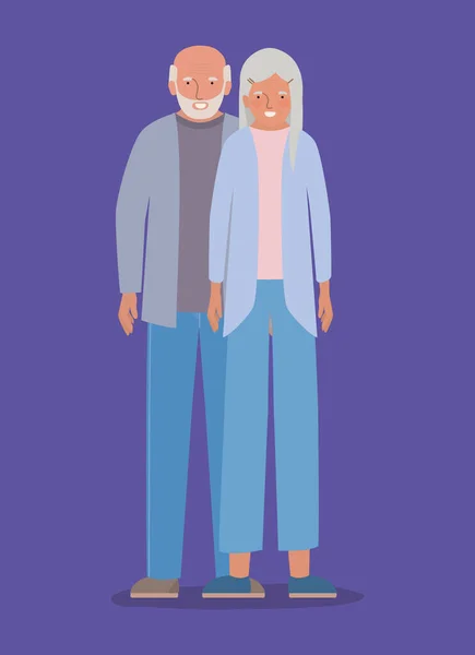 Απομονωμένη γιαγιά και παππούς avatar vector design — Διανυσματικό Αρχείο