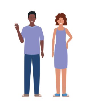 İzole kadın ve erkek avatar vektör tasarımı