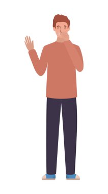 Kuru öksürük vektörü tasarımı olan Avatar adam