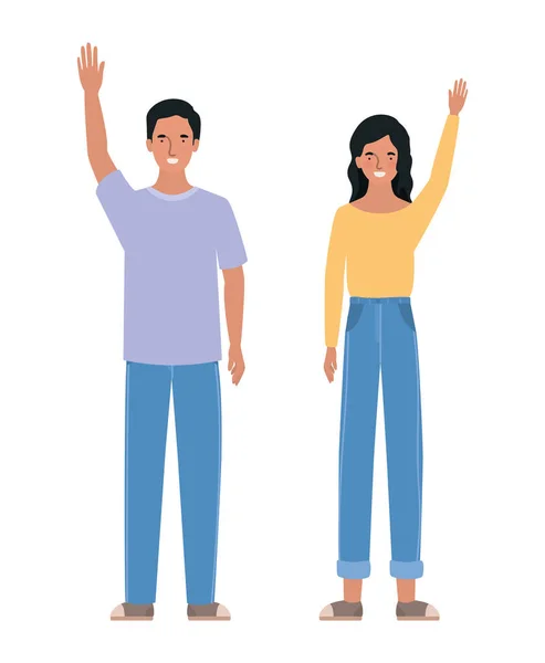 Isolated woman and man avatar vector design — Stock Vector