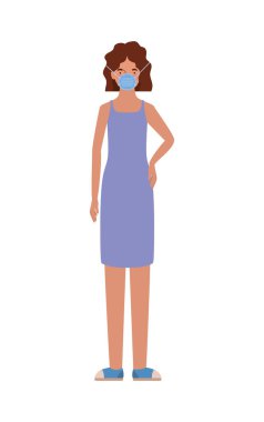 Tıbbi maskeli Avatar kadınları vektör tasarımı