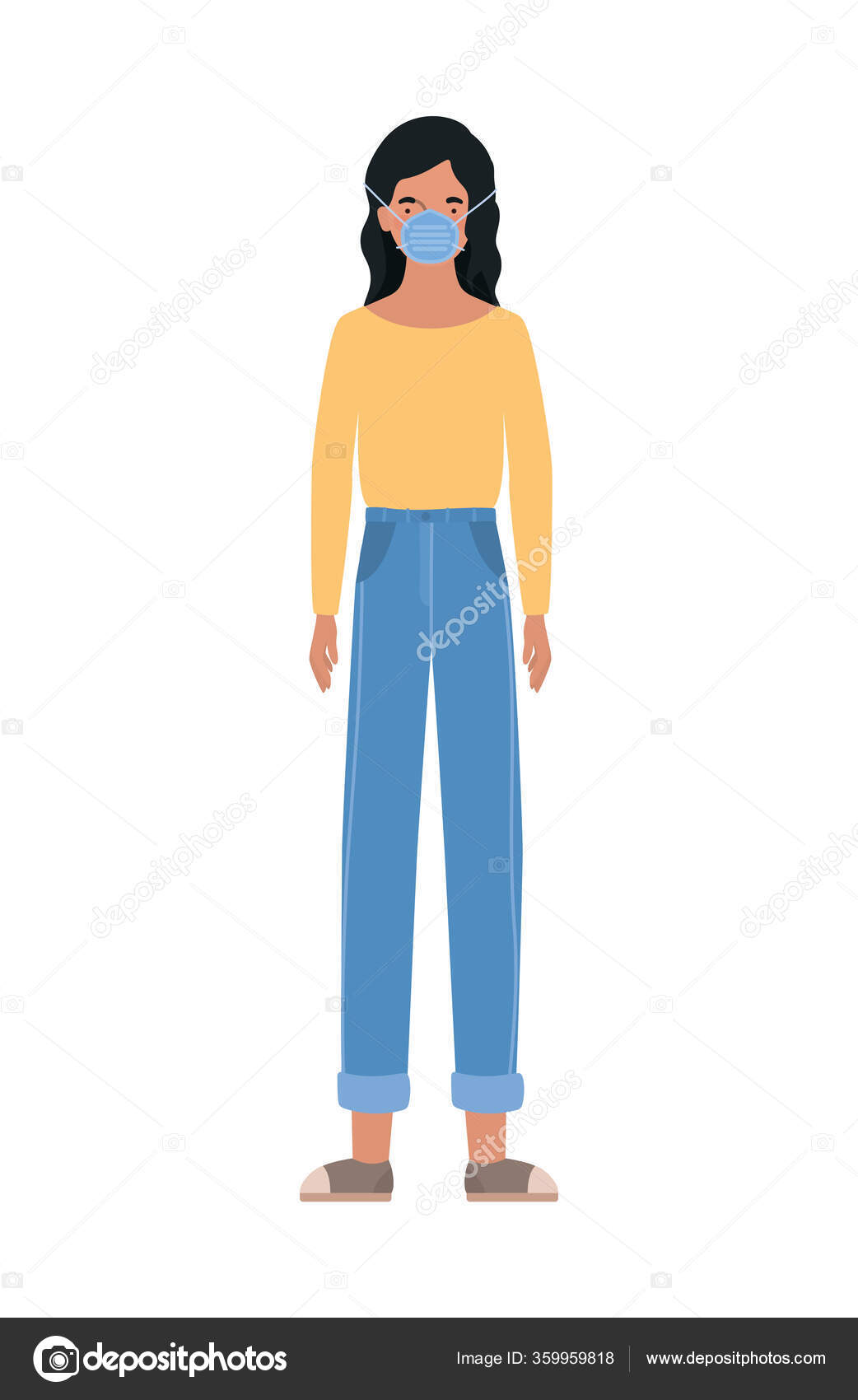 Avatar women with medical masks vector design Stock Vector Image by ...