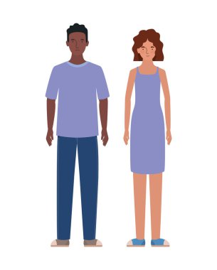 İzole kadın ve erkek avatar vektör tasarımı