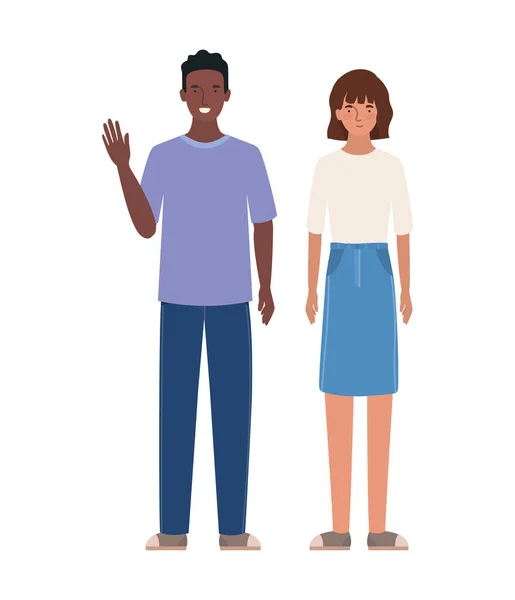 Mujer aislada y hombre diseño de vectores avatar — Vector de stock