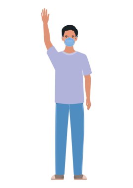 Tıbbi maskeli Avatar Adam vektör tasarımı