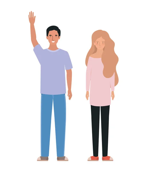 İzole kadın ve erkek avatar vektör tasarımı — Stok Vektör