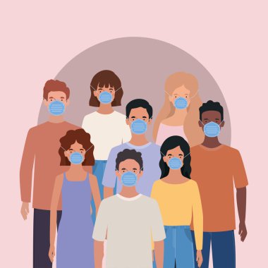 Maske vektör tasarımlı kadın ve erkekler