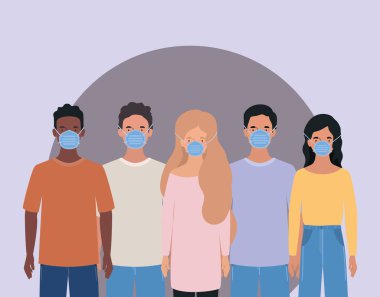 Maske vektör tasarımlı kadın ve erkekler