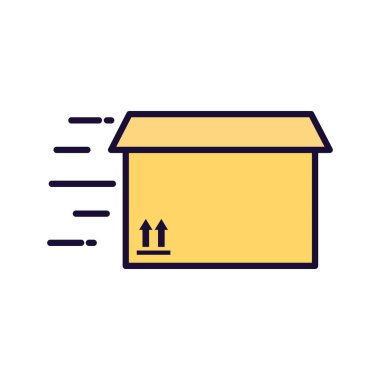 Teslimat kutusu satırı ve biçim ikonu vektör tasarımını doldur