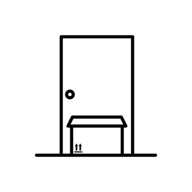 Kapı çizgisi biçim vektör tasarımının önündeki teslimat kutusu