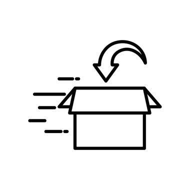 Ok çizgisi biçim vektör tasarımı içeren teslimat kutusu aç