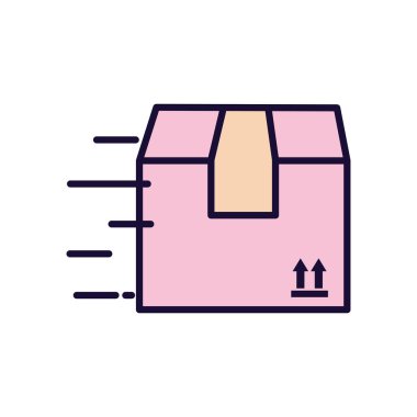 Teslimat kutusu satırı ve biçim ikonu vektör tasarımını doldur