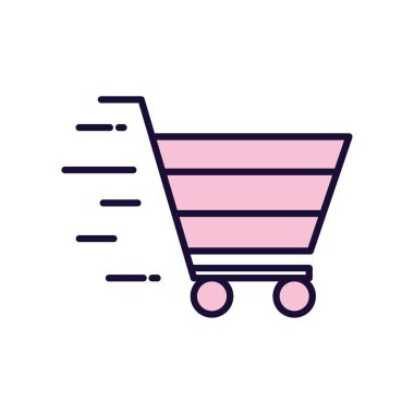 Alışveriş arabası çizgisi ve biçim ikonu vektör tasarımını doldur