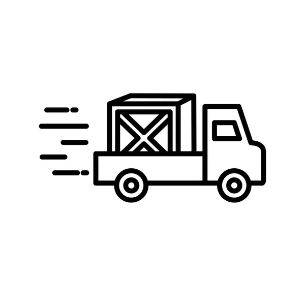 Kotak pengiriman di atas desain vektor ikon gaya garis truk - Stok Vektor