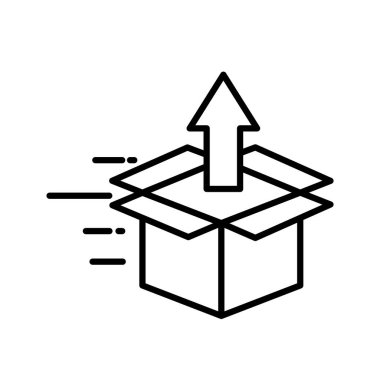 Ok çizgisi biçim vektör tasarımı içeren teslimat kutusu aç