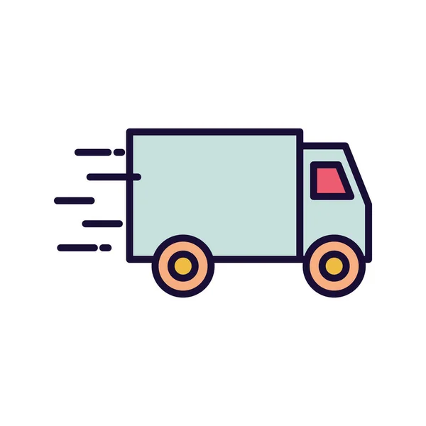 Linea di consegna camion e stile di riempimento icona vettoriale design — Vettoriale Stock