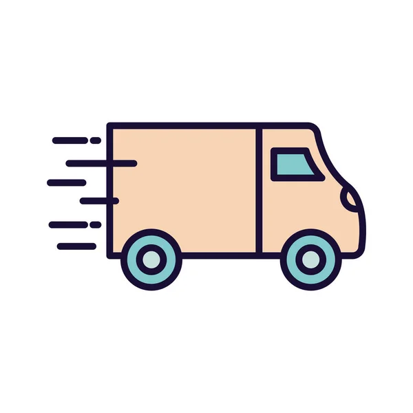 配送トラックラインと充填スタイルのアイコンベクトルデザイン — ストックベクタ