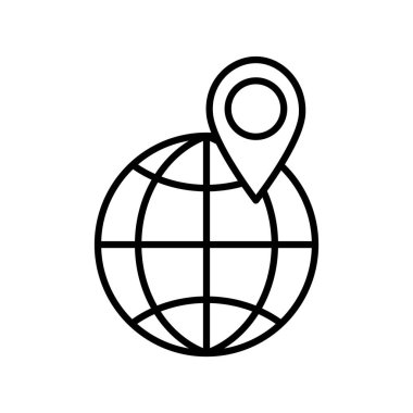 Genel küre ve gps mark çizgi biçimi vektör tasarımı