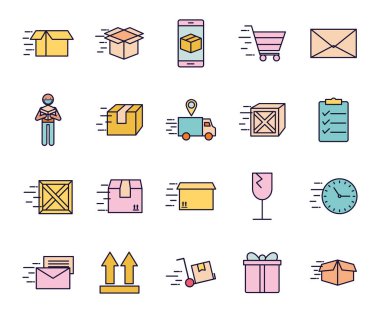 Hızlı dağıtım satırı ve biçim simgesi vektör dizaynı