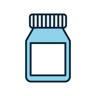 Ayrı ilaç kavanozu hattı ve biçim ikonu vektör tasarımını doldur