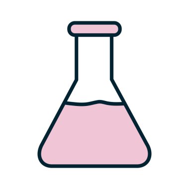 Bilim şişesi satırı ve biçim ikonu vektör tasarımını doldur