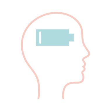 İnsan başlığı çizgisi biçim vektör tasarımı içindeki düşük pil