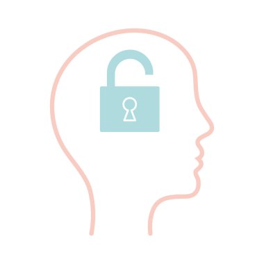 asma kilit insan kafası çizgi biçim vektör tasarımı içinde