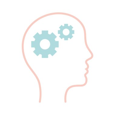 İnsan kafası çizgisi biçim vektör tasarımının içindeki dişliler