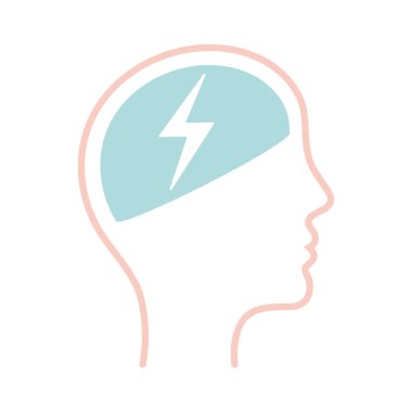 İnsan başlığı çizgisi biçim vektör tasarımı içindeki gök gürültüsü