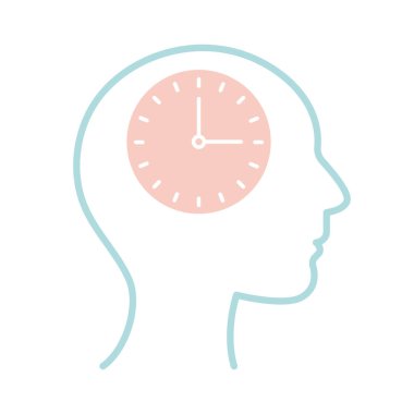 İnsan kafası çizgisi biçim vektör tasarımı içindeki saat