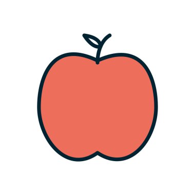 İzole elma meyve çizgisi ve biçim ikonu vektör tasarımını doldur