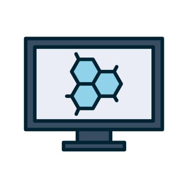 Bilgisayar çizgisi içinde izole edilmiş atom ve biçim ikonu vektör tasarımını doldur